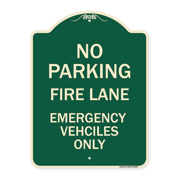 Signmission Fire Lane Emergency Vehicles Only Heavy-Gauge Aluminum Architectural Sign, 24" x 18", G-1824-23985 A-DES-G-1824-23985 - main